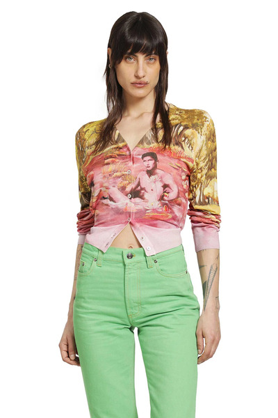  Printed Silk Knit Cardigan 