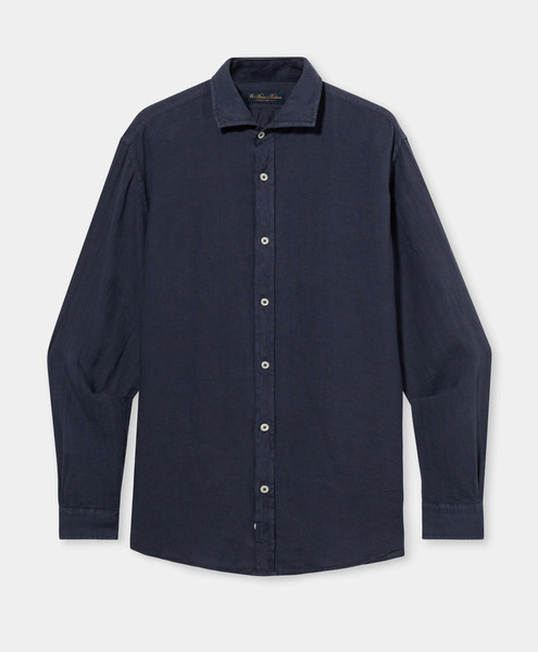  Brooks Brothers Chemise Slim Fit En Lin Avec Col évasé - Homme Chemises Décontractées Bleu Marine Xxxl 