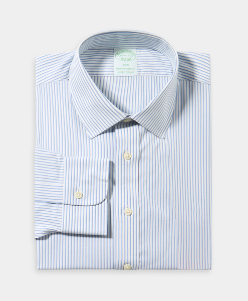  Brooks Brothers Chemise Slim Fit Non-iron En Coton Avec Col Ainsley - Homme Chemises Formelles Bleu 17h 
