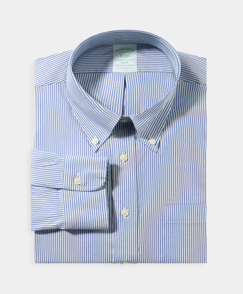  Brooks Brothers Chemise Slim Fit Non-iron Oxford Avec Col Button Down - Homme Chemises Formelles Bleu 18 
