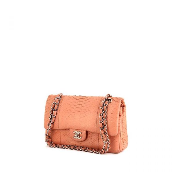  Chanel Sac à Main Chanel Timeless Classic En Python Rose Saumon 