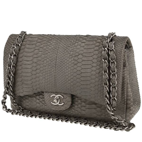  Chanel Sac à Main Chanel Timeless Jumbo En Python Gris 
