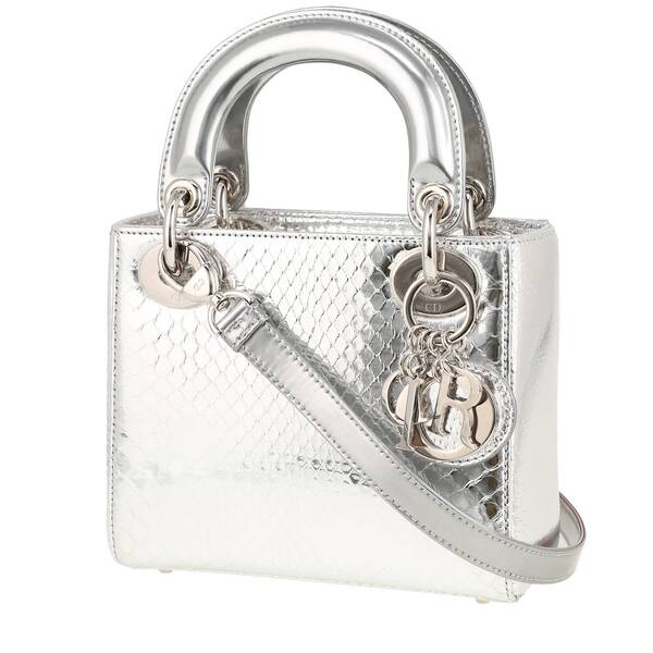  Dior Sac à Main Dior Mini Lady Dior En Python Argenté 