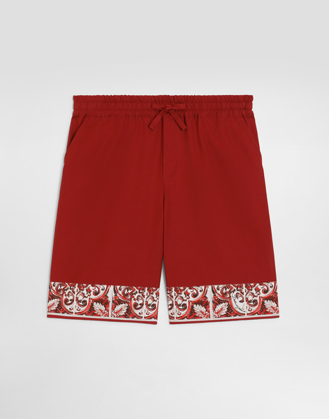  Dolce & Gabbana Bermuda En Popeline à Imprimé Majolique - Homme Pantalons Et Shorts Multicolore 10 Years 