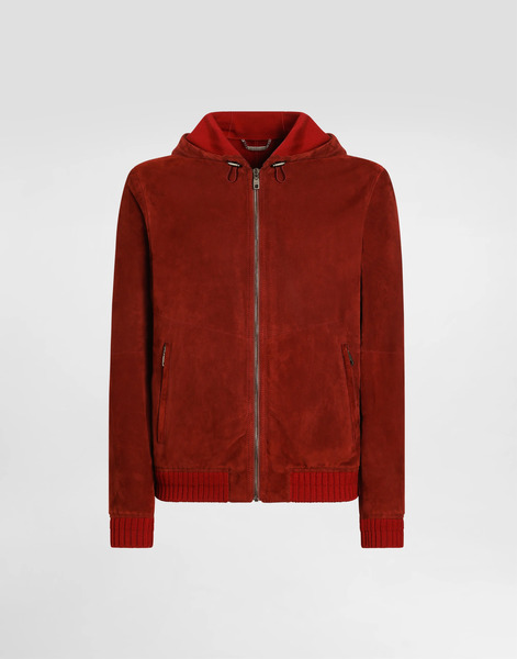  Dolce & Gabbana Blouson à Capuche En Daim Avec Détails En Maille - Homme Manteaux Et Blousons Bordeaux 54 