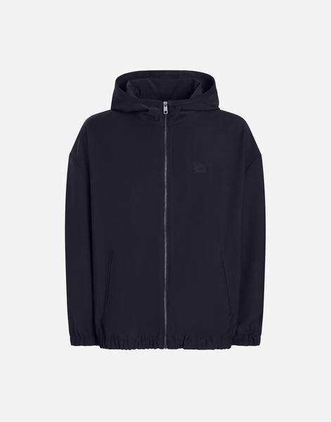  Dolce & Gabbana Blouson En Toile De Laine Avec Capuche à Plaquette - Homme Manteaux Et Blousons Bleu 60 