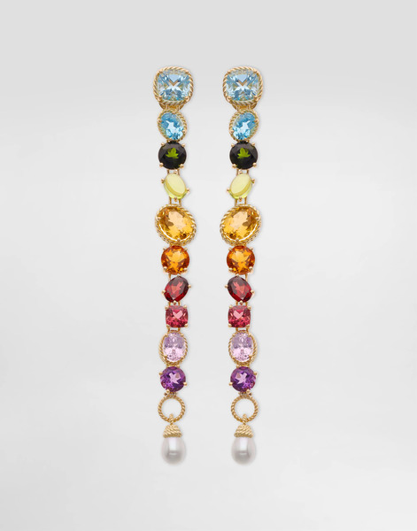  Dolce & Gabbana Boucles D’oreilles Rainbow En Or Jaune 18 Carats Avec Pierres Multicolores - Femme Boucles D'oreilles Or Or Onesize 