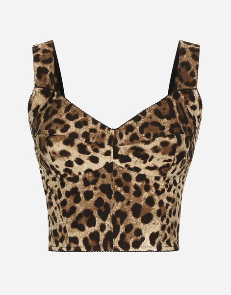  Dolce & Gabbana Bustier En Charmeuse à Imprimé Léopard - Femme Tops Et Chemisiers Imprim� Animalier 42 