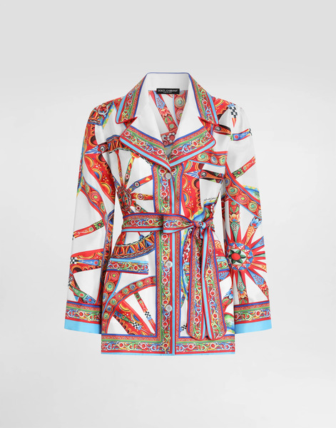  Dolce & Gabbana Chemise Vanity En Twill De Soie à Imprimé Carretto - Femme Tops Et Chemisiers Multicolore 44 