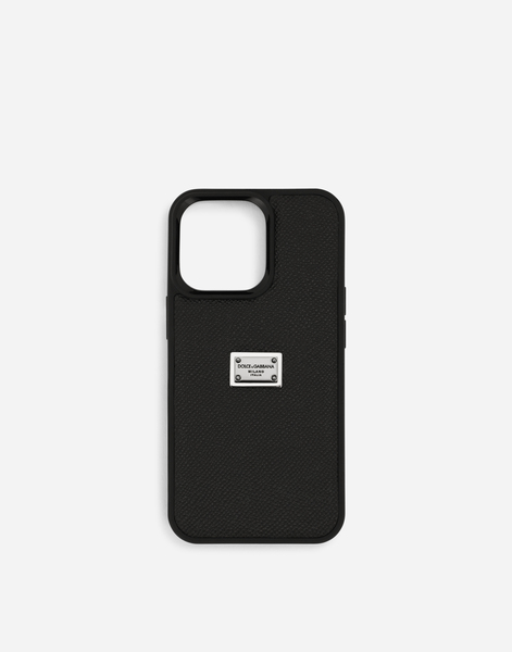 Dolce & Gabbana Coque Pour Iphone 13 Pro En Cuir De Veau Avec Plaquette à Logo - Homme Coques De Telephone Noir Cuir Onesize 