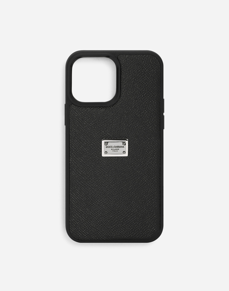  Dolce & Gabbana Coque Pour Iphone 13 Pro Max En Cuir De Veau Avec Plaquette à Logo - Homme Coques De Telephone Noir Cuir Onesize 
