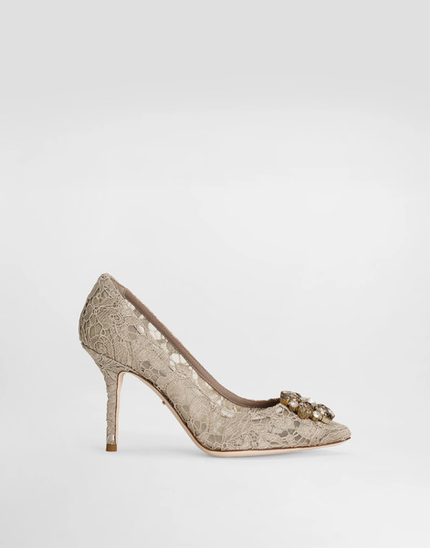  Dolce & Gabbana Escarpins Rainbow En Dentelle Avec Broche - Femme Escarpins Et Slingbacks Beige Dentelle 37.5 