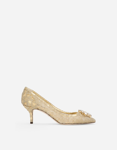  Dolce & Gabbana Escarpins Rainbow En Dentelle Lurex Avec Broche - Femme Escarpins Et Slingbacks Or 41 