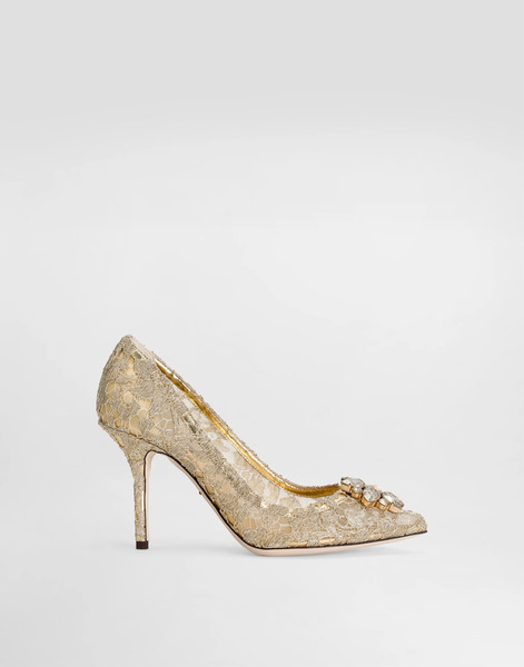  Dolce & Gabbana Escarpins Rainbow En Dentelle Lurex Avec Broche - Femme Escarpins Et Slingbacks Or 36.5 