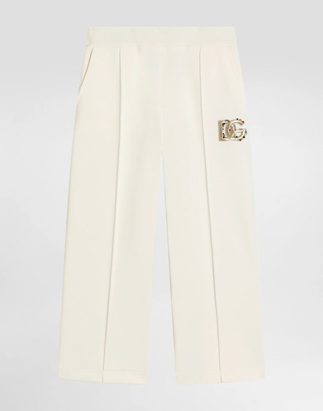  Dolce & Gabbana Fleece Trousers With Dg Embroidery And Rhinestones - Femme Pantalons Et Jupes Blanc 10 Years 