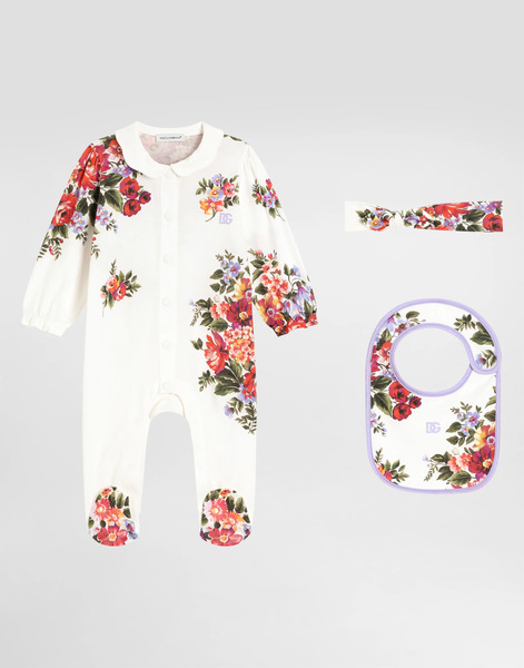  Dolce & Gabbana Floral-print 3-piece Gift Set In Smooth Jersey - Femme Lots Cadeaux Et Bodys Multicolor 12/18 Months 
