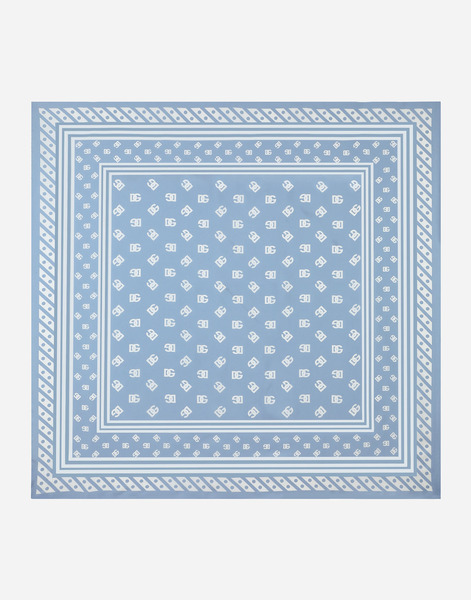  Dolce & Gabbana Foulard En Sergé De Soie Avec Imprimé Logo Dg All-over 90 X 90 - Femme écharpes Et Foulards Bleu Clair Onesize 