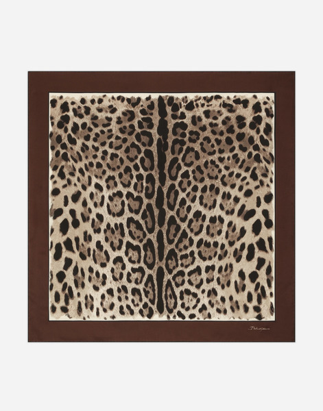  Dolce & Gabbana Foulard 90 X 90 En Sergé à Imprimé Léopard - Femme écharpes Et Foulards Marron Soie Onesize 