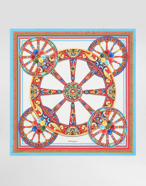  Dolce & Gabbana Foulard 90x90 En Twill De Soie à Imprimé Carretto - Femme écharpes Et Foulards Multicolor Pz 