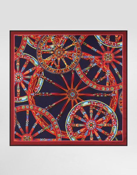  Dolce & Gabbana Foulard 90x90 En Twill De Soie à Imprimé Carretto - Homme Echarpes Et Foulards Multicolor Pz 