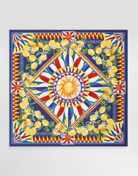  Dolce & Gabbana Foulard 70x70 En Twill De Soie à Imprimé Carretto - Homme Echarpes Et Foulards Multicolor Pz 