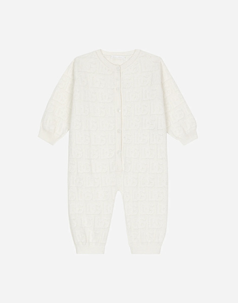  Dolce & Gabbana Grenouillère à Manches Longues En Maille Jacquard - Homme Lots Cadeaux Et Bodys Blanc Coton 3 Months 