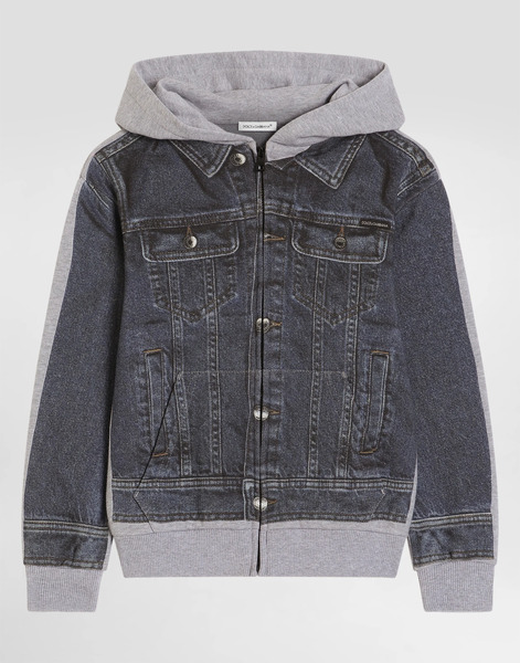  Dolce & Gabbana Hooded Sweatshirt With Denim-effect Print - Homme T-shirts Et Sweat-shirts Multicolore 3 Years 