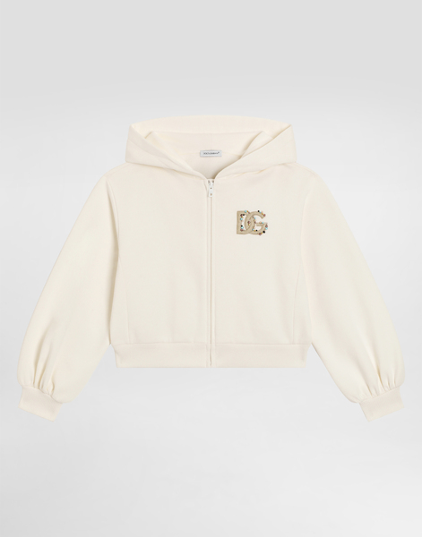  Dolce & Gabbana Hooded Sweatshirt With Dg Embroidery And Rhinestones - Femme T-shirts Et Sweat-shirts Blanc 4 Years 