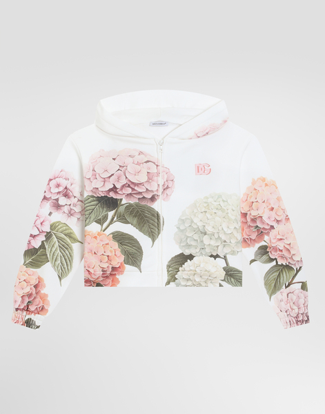  Dolce & Gabbana Hydrangea-print Hooded Sweatshirt With Patch - Femme T-shirts Et Sweat-shirts Blanc 6 Years 