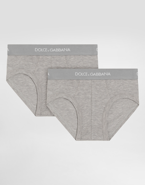  Dolce & Gabbana Jersey Briefs Two-pack With Branded Elastic - Homme Pyjamas Et Sous-vêtements Gris 2 Years 