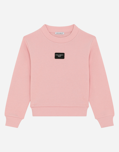  Dolce & Gabbana Jersey Sweatshirt With Logo Tag - Baby Female T-shirts Et Sweat-shirts Rose 10 Years 