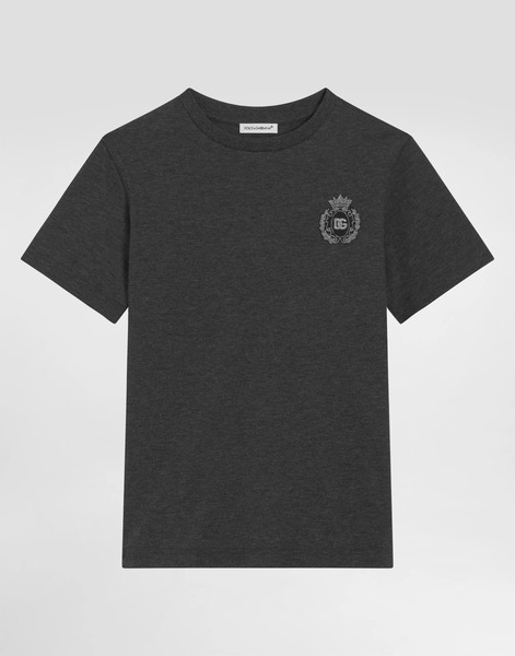  Dolce & Gabbana Jersey T-shirt With Heraldic Dg Patch - Homme T-shirts Et Sweat-shirts Gris 10 Years 