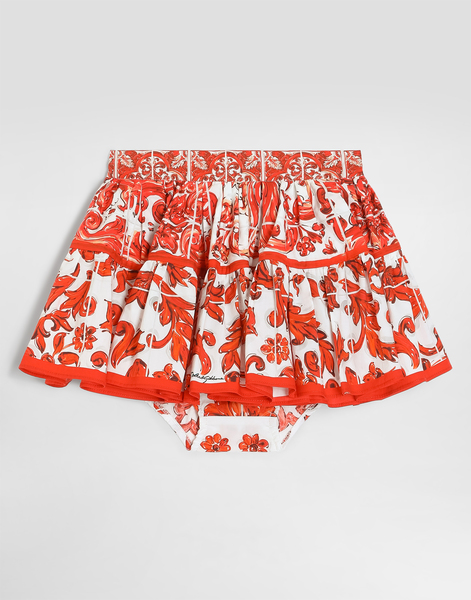  Dolce & Gabbana Jupe En Popeline à Imprimé Majolique - Femme Pantalons Et Jupes Multicolor 9/12 Months 