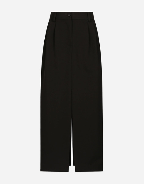  Dolce & Gabbana Jupe Fourreau De Smoking Mi-longue En Gabardine De Laine - Femme Jupes Noir Laine 38 