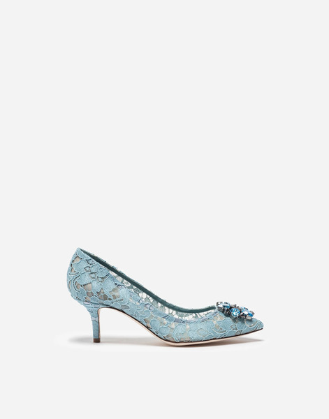  Dolce & Gabbana Lace Rainbow Pumps With Brooch Detailing - Femme Escarpins Et Slingbacks Bleu Ciel Dentelle 40.5 