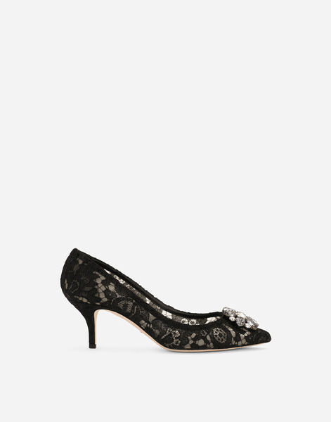  Dolce & Gabbana Lace Rainbow Pumps With Brooch Detailing - Femme Escarpins Et Slingbacks Noir Dentelle 34 