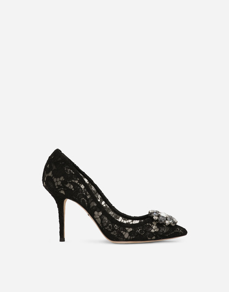  Dolce & Gabbana Lace Rainbow Pumps With Brooch Detailing - Femme Escarpins Et Slingbacks Noir Dentelle 38 