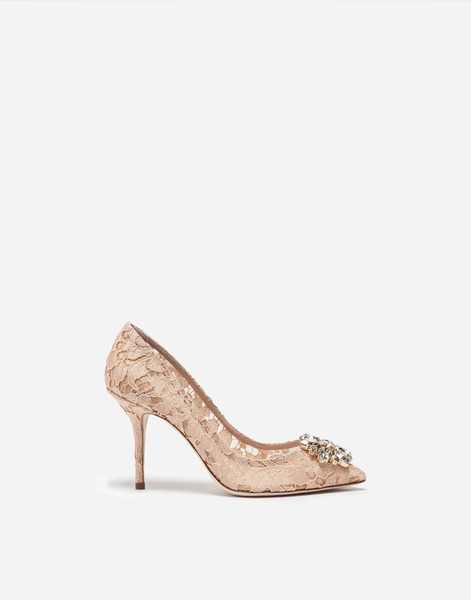  Dolce & Gabbana Lace Rainbow Pumps With Brooch Detailing - Femme Escarpins Et Slingbacks Rose Dentelle 42 