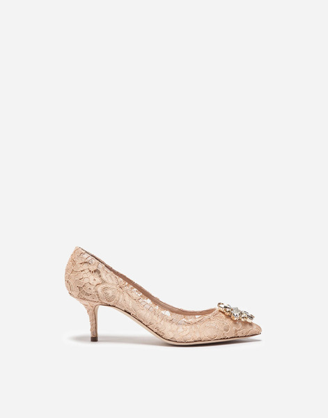  Dolce & Gabbana Lace Rainbow Pumps With Brooch Detailing - Femme Escarpins Et Slingbacks Rose Dentelle 38.5 