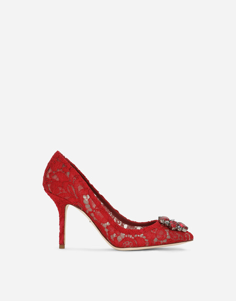  Dolce & Gabbana Lace Rainbow Pumps With Brooch Detailing - Femme Escarpins Et Slingbacks Rouge Dentelle 36 