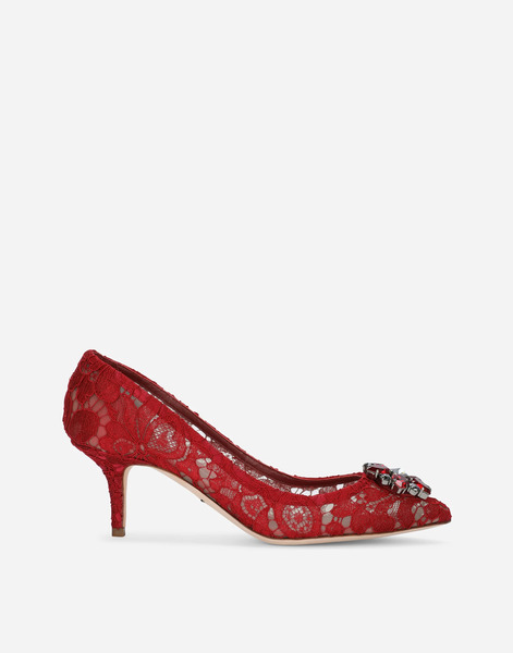  Dolce & Gabbana Lace Rainbow Pumps With Brooch Detailing - Femme Escarpins Et Slingbacks Rouge Dentelle 37 