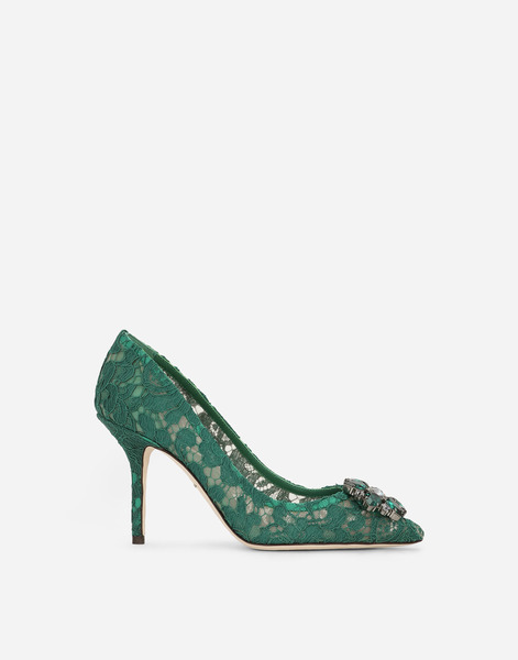  Dolce & Gabbana Lace Rainbow Pumps With Brooch Detailing - Femme Escarpins Et Slingbacks Vert Dentelle 39 