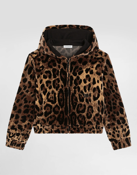  Dolce & Gabbana Leopard-print Chenille Jacquard Hooded Sweatshirt - Femme T-shirts Et Sweat-shirts Multicolore Coton 8 Years 