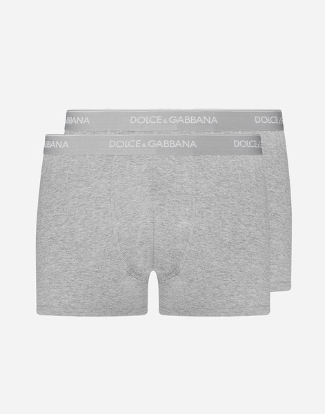  Dolce & Gabbana Lot De Deux Boxers En Coton Stretch - Homme Sous-vêtements Et Loungewear Gris Coton 3 