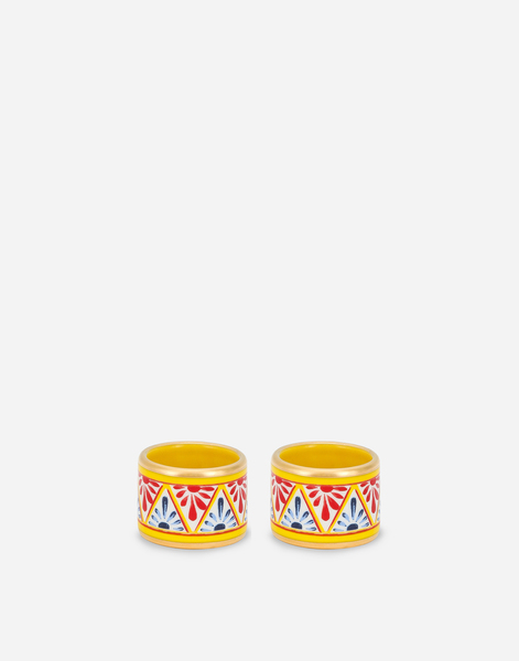  Dolce & Gabbana Lot De 2 Ronds De Serviette Moyens En Porcelaine - Ronds De Serviette Multicolore Onesize 
