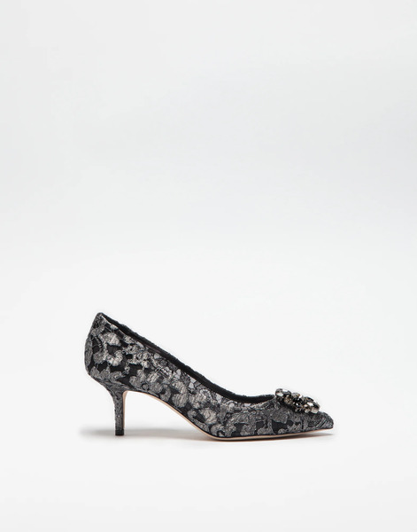  Dolce & Gabbana Lurex Lace Rainbow Pumps With Brooch Detailing - Femme Escarpins Et Slingbacks Gris 38.5 