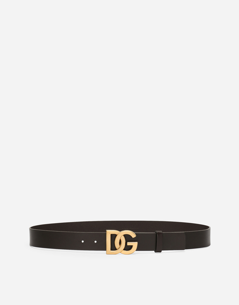 Dolce & Gabbana Lux Leather Belt With Crossover Dg Logo Buckle - Homme Ceintures Multicolore Cuir 95 