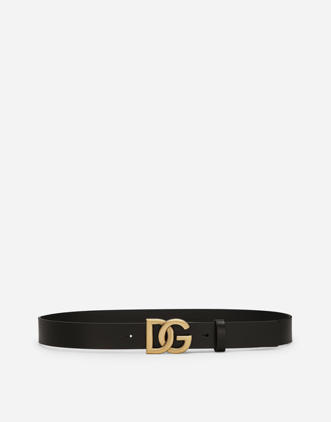  Dolce & Gabbana Lux Leather Belt With Crossover Dg Logo Buckle - Homme Ceintures Multicolore Cuir 100 