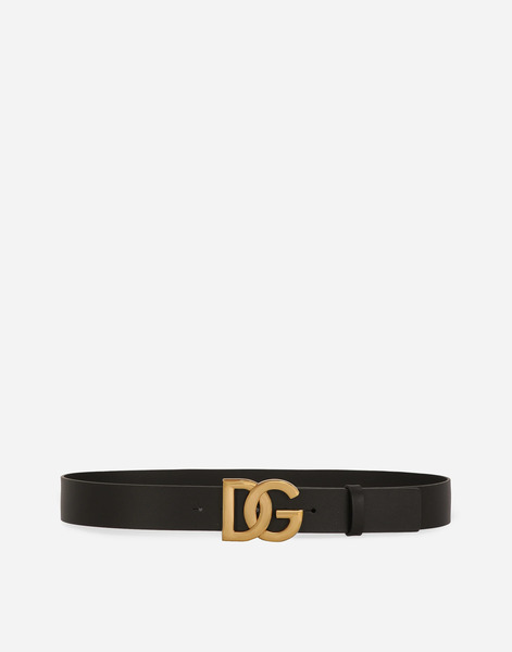  Dolce & Gabbana Lux Leather Belt With Crossover Dg Logo Buckle - Homme Ceintures Multicolore Cuir 80 