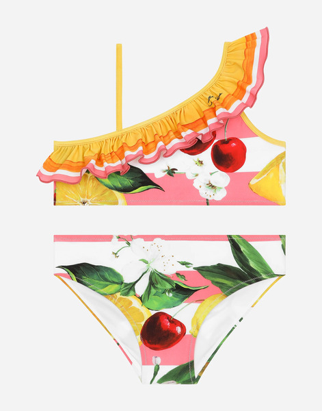  Dolce & Gabbana Maillot Deux Pièces En Tissu Indémaillable à Imprimé Citrons Et Cerises - Femme Mode De Plage Imprimé 13 Years 
